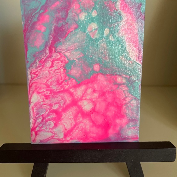 ACEO Original Painting Abstract Acrylic Pour “Poured My Heart Out” Mini Art - Picture 3 of 3